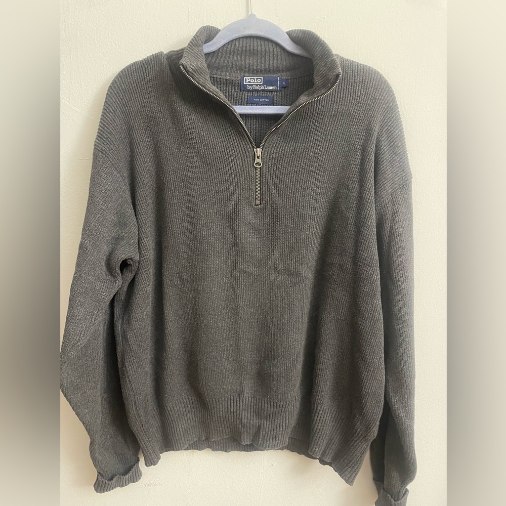 Polo by Ralph Lauren Men's Charcoal Zip-Up Sweater